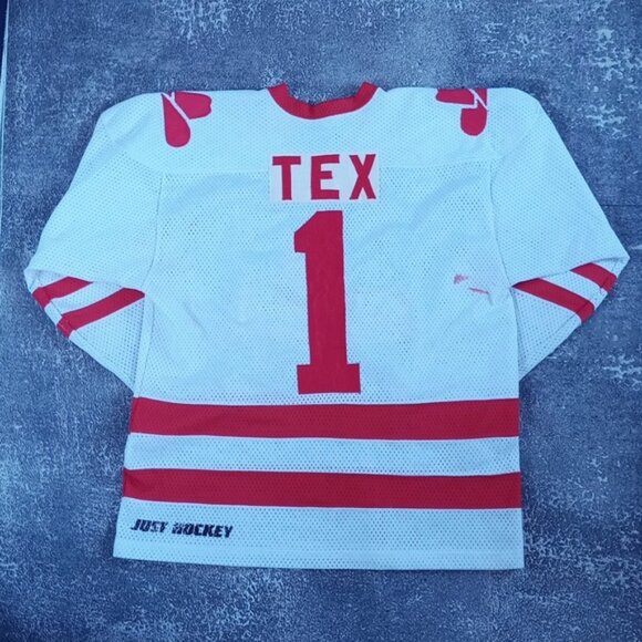 Vintage 90s/80s Calgary Cowboys Hockey Jersey TEX #1 PRO JOY WHA - Picture 9 of 9